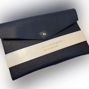 Glass Ladder Navy Portfolio Clutch-New